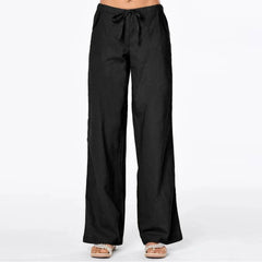 Women Pants Fashion Linen Cotton Solid Elastic Waist Trousers Female Plus Size Ankle-length Trousers Summer Casual Pants