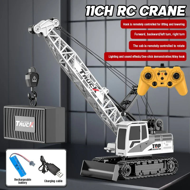 Big Rc Truck Alloy Crane 2.4G Remote Control Truck 9Ch 11Ch 13Ch 15Ch Spray Toy Radio Controlled Engineering Vehicle Excavator