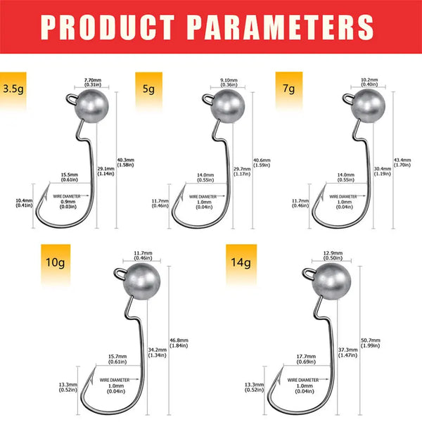 MrLurion all kinds of fishing hooks , wholesale jig head hook for fishing lure soft baits , trout bass pike perch fishing hooks