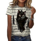 Women's T Shirt Fashion Blouse Short Sleeve T Shirt For Women 3d Cat Print Black Kawaii T Shirt Women's Oversized Summer Top