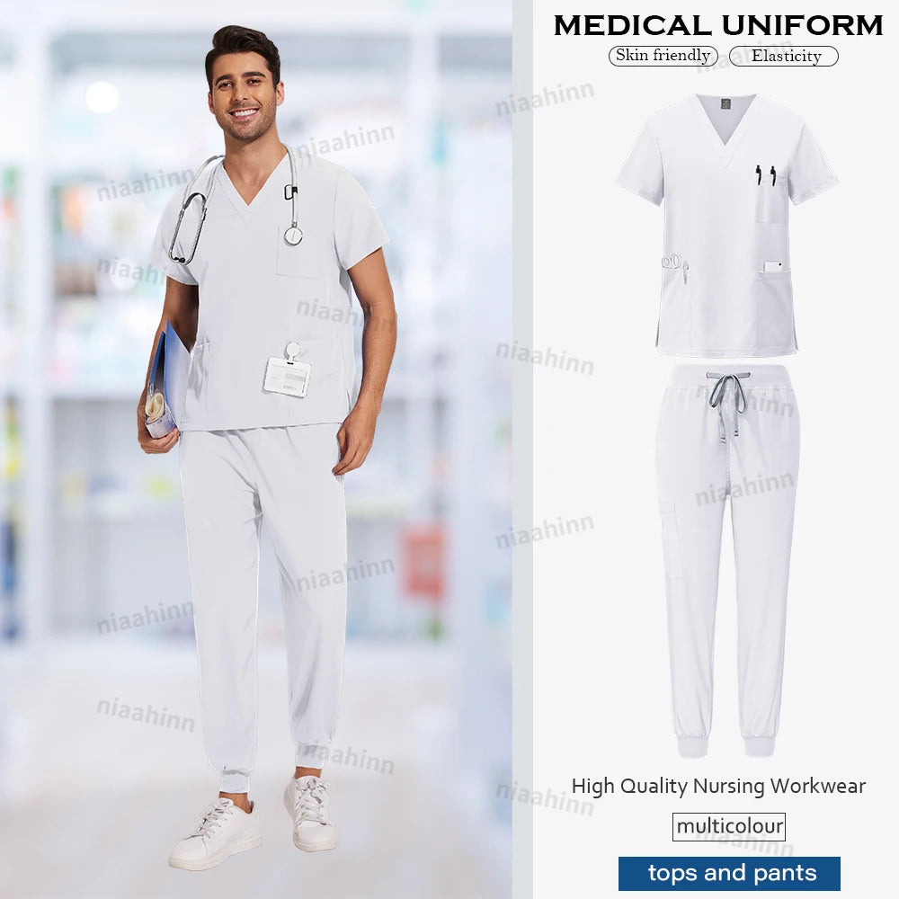 Scrubs Men Women Wholesale Scrubs Uniforms Medical Jogger Set Nurses Accessories Dental Clinic Pet Grooming Scrub Top Pants Sets