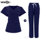 NEW Slim fitting elasticity scrubs sets Operating Room Medical Uniform scrubs uniform nurse women Solid color Surgery Suit