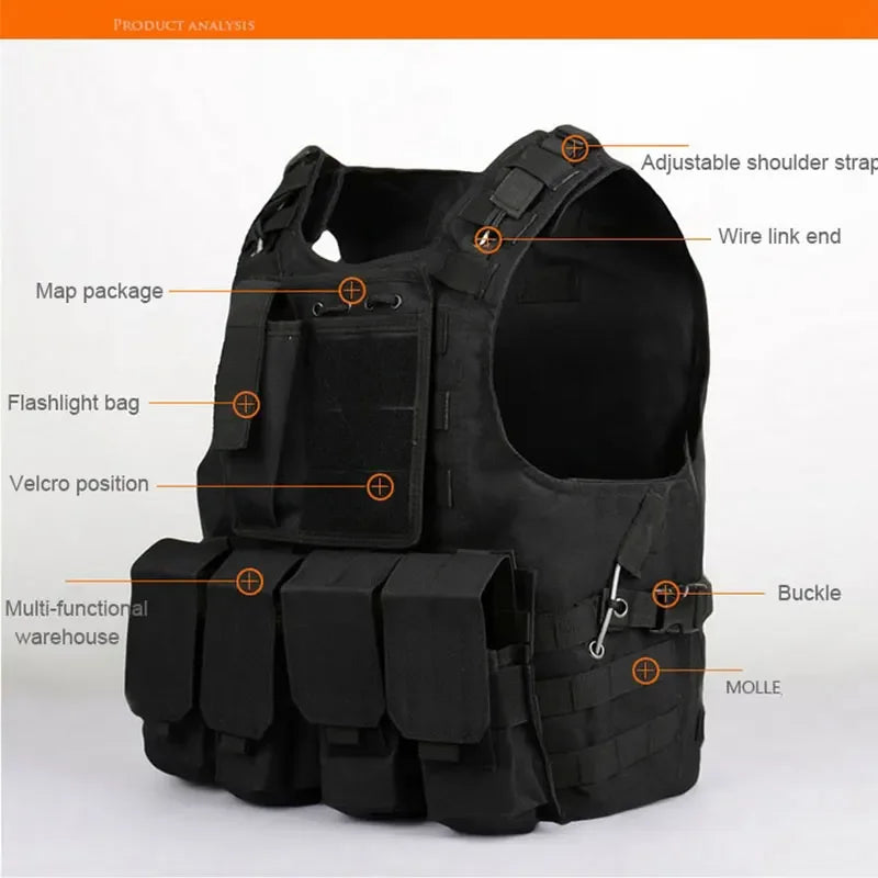 Tactical Vest CS Game Airsoft Assault Molle Vest Equipment Outdoor Clothing Hunting Camouflage Vest Combat Security Waistcoat