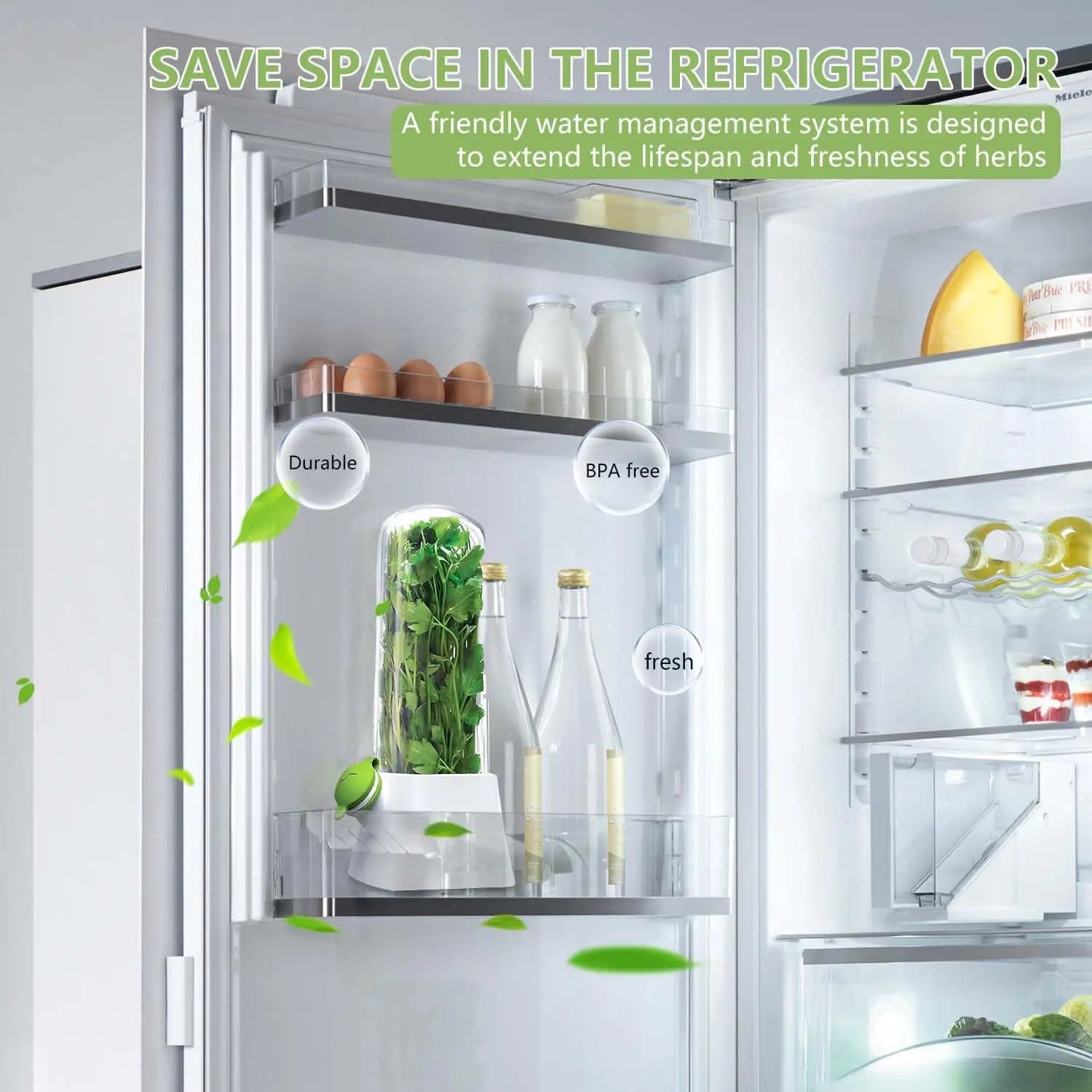Herb Keeper for Refrigerator Keep Herbs Fresh Longer Premium Herb Saver Versatile Container for Cilantro Parsley Basil Mint