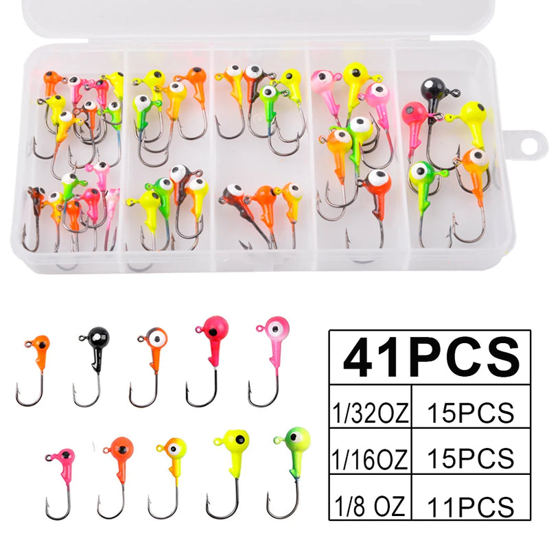 41/71/94PCS Round Jig Heads for Fishing Painted jigheads saltwater Fishing Jig head Hooks weighted worm hooks for bass fishing