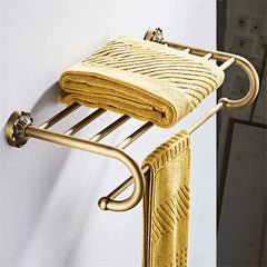 DecorBites™ Brass Bathroom Hardware Set: Shelf, Toilet Brush Holder, Paper & Towel Holder