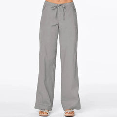 Women Pants Fashion Linen Cotton Solid Elastic Waist Trousers Female Plus Size Ankle-length Trousers Summer Casual Pants