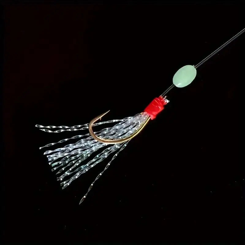 Fishing String Hook Bait Equipment - Durable High Carbon Hook and Vibrant Luminous Beads, Seductive Salty Fishing Set Herring, Snapper, Marluowei, Flat Head, Herring, and Thrilling Shark Adventure