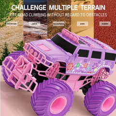 Electric climbing pink pickup truck, children's anti-fall stunt remote control toy, perfect Christmas decoration and party gift