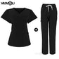 NEW Slim fitting elasticity scrubs sets Operating Room Medical Uniform scrubs uniform nurse women Solid color Surgery Suit