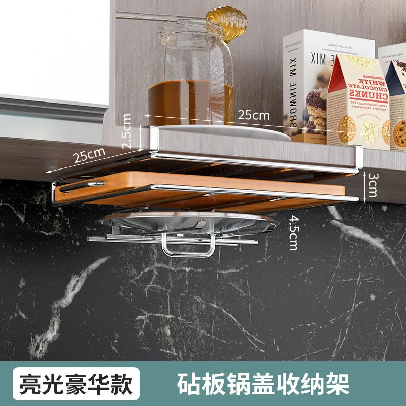 DecorBites™ Kitchen Rack: Cupboard Paper Towel Rags Hanger with Hooks