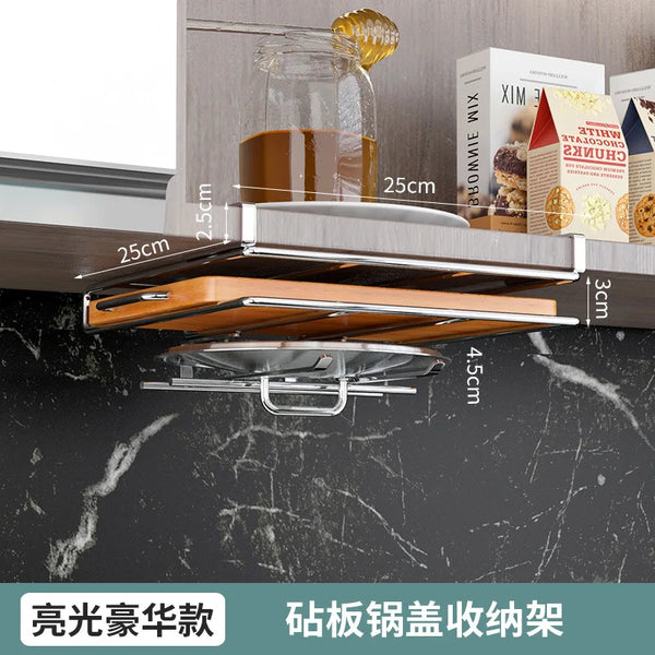 DecorBites™ Kitchen Rack: Cupboard Paper Towel Rags Hanger with Hooks