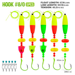 PROBEROS 5pcs Catfish Float Rigs with Rattler 6/0-10/0 Hooks Noise-Attracting Catfishing Equipment for Freshwater Lake Fishing