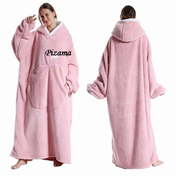 Sweatshirt Women Plus Size Clothes Blue Extra Long Winter Warm Tv Blankets Wearable Sherpa Oversized Hoodies Winter Clothes
