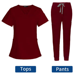 Short Sleeve Scrubs Surgical Nursing Uniforms Nurse Women V-neck Pocket Workwear Dentist Medical Uniforms Men Clinic Scrub Suit