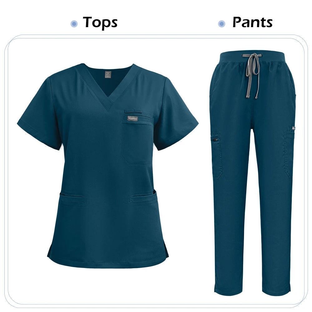 Niaahinn Scrubs Uniforms Sets Nursing High-quality Medical Uniform Wholesale Nurse Hospital Workwear Short Sleeved Top Pants Set