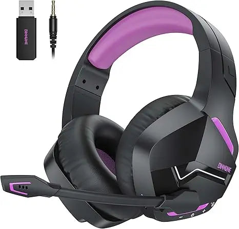 BINNUNE Dual Wireless Gaming Headset with mic for PC PS4 PS5, Bluetooth Gaming Headset  for Laptop Computer, Gaming Headphones