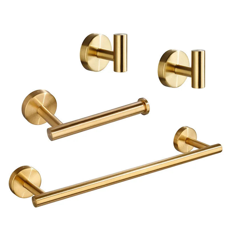 DecorBites™ Brushed Gold Bathroom Hardware Set: Towel Holder, Paper Holder, Robe Hook