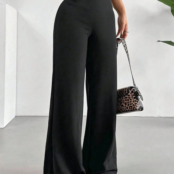 Women's High-waist Wide-leg Pants Solid Color Casual Pants Spring And Summer Fashionable Comfortable Trousers For Daily Wear