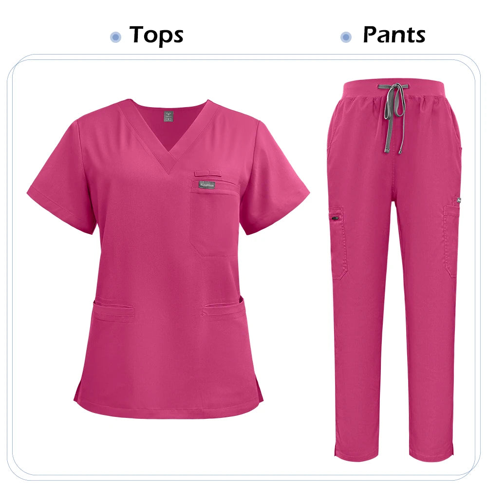 Niaahinn Scrubs Uniforms Sets Nursing High-quality Medical Uniform Wholesale Nurse Hospital Workwear Short Sleeved Top Pants Set