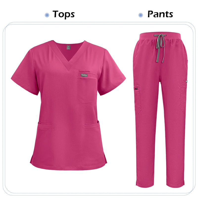 Niaahinn Scrubs Uniforms Sets Nursing High-quality Medical Uniform Wholesale Nurse Hospital Workwear Short Sleeved Top Pants Set