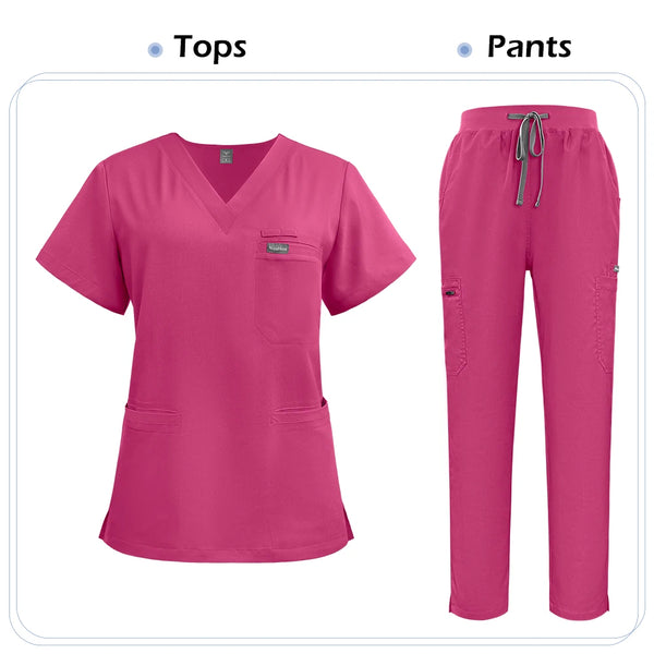 Niaahinn Scrubs Uniforms Sets Nursing High-quality Medical Uniform Wholesale Nurse Hospital Workwear Short Sleeved Top Pants Set