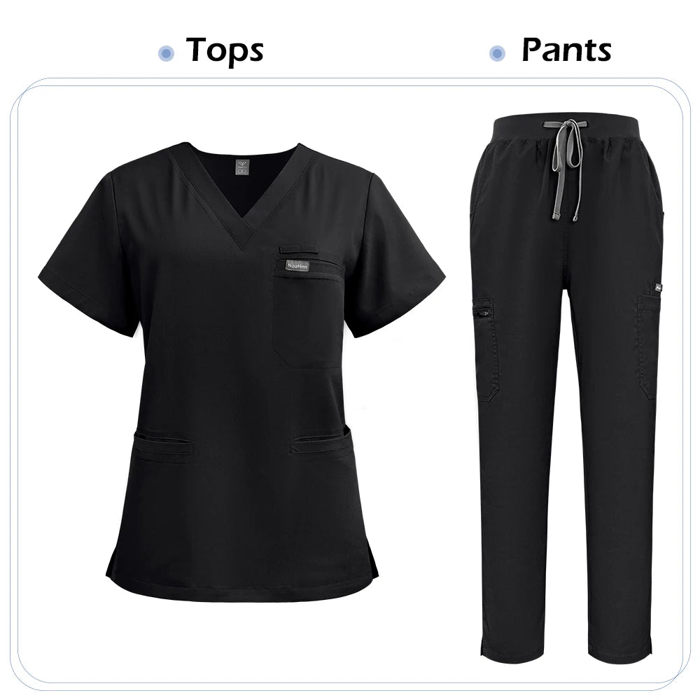 Niaahinn Scrubs Uniforms Sets Nursing High-quality Medical Uniform Wholesale Nurse Hospital Workwear Short Sleeved Top Pants Set