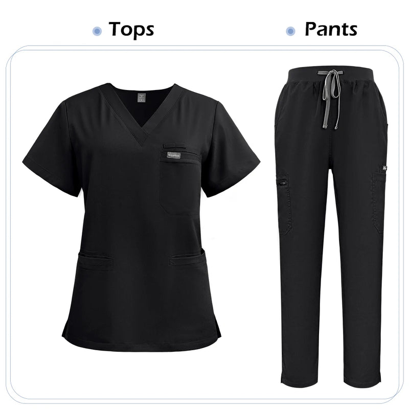Niaahinn Scrubs Uniforms Sets Nursing High-quality Medical Uniform Wholesale Nurse Hospital Workwear Short Sleeved Top Pants Set