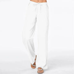 Women Pants Fashion Linen Cotton Solid Elastic Waist Trousers Female Plus Size Ankle-length Trousers Summer Casual Pants