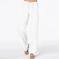Women Pants Fashion Linen Cotton Solid Elastic Waist Trousers Female Plus Size Ankle-length Trousers Summer Casual Pants
