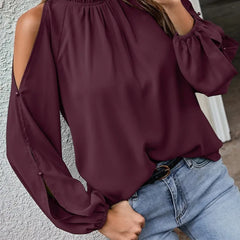 Sexy Off Shoulder Women's Blouse 2023 Spring Autumn Long Sleeve Casual Loose Shirt Black Green Tops Office Ladies Blouses