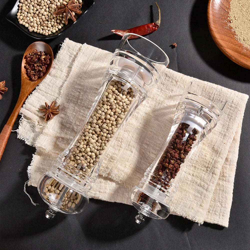 4/5/6 inches Grinder Transparent Pepper Grinder Manual Pepper Grinder Ceramic Core Multi purpose Seasoning Bottle Kitchen Tools