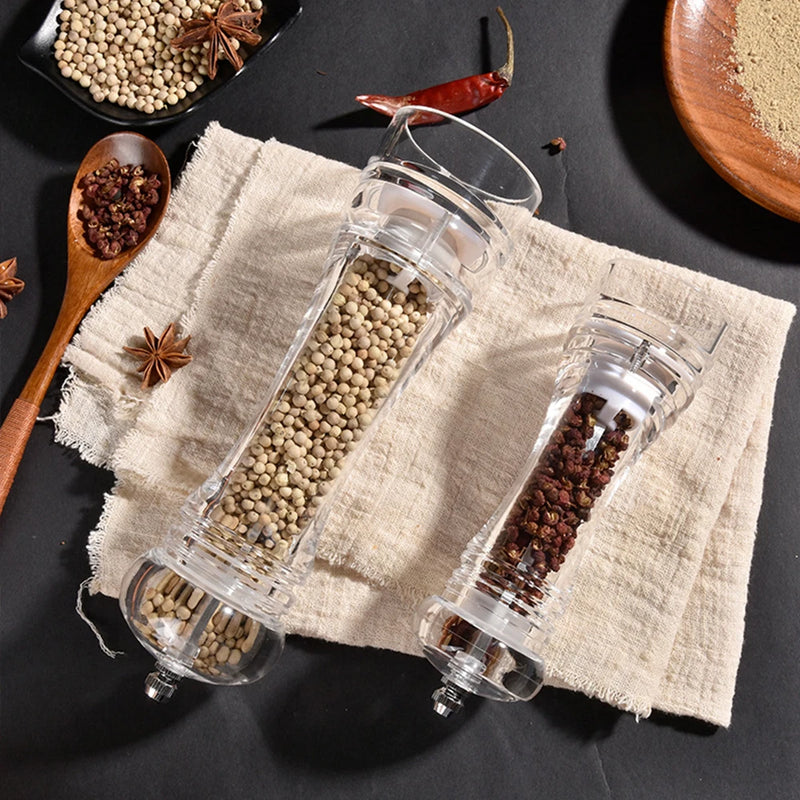 4/5/6 inches Grinder Transparent Pepper Grinder Manual Pepper Grinder Ceramic Core Multi purpose Seasoning Bottle Kitchen Tools