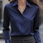 2025 New Women's Long-sleeved Shirt 10 Color Lapel Satin Button Cardigan Office Commuting Elegant Simple Top Basic Blouses