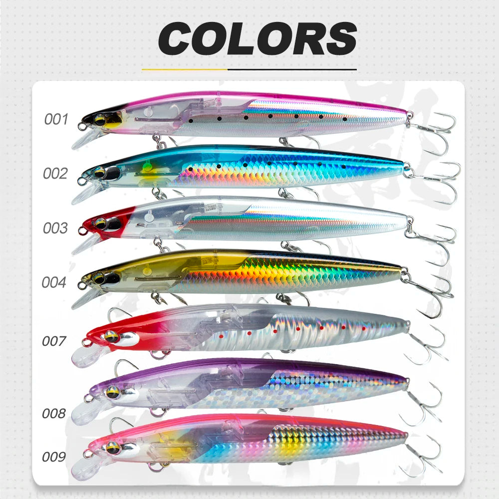 D1 Floating Minnow Fishing Lure 120mm20g/145mm27g Flash Flake Wobbler Baits Weight Slider System For Pike Bass Tackle
