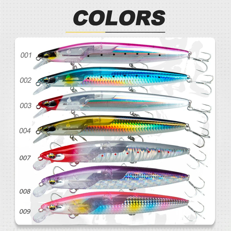 D1 Floating Minnow Fishing Lure 120mm20g/145mm27g Flash Flake Wobbler Baits Weight Slider System For Pike Bass Tackle