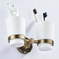 DecorBites™ Brass Bathroom Hardware Set: Shelf, Toilet Brush Holder, Paper & Towel Holder