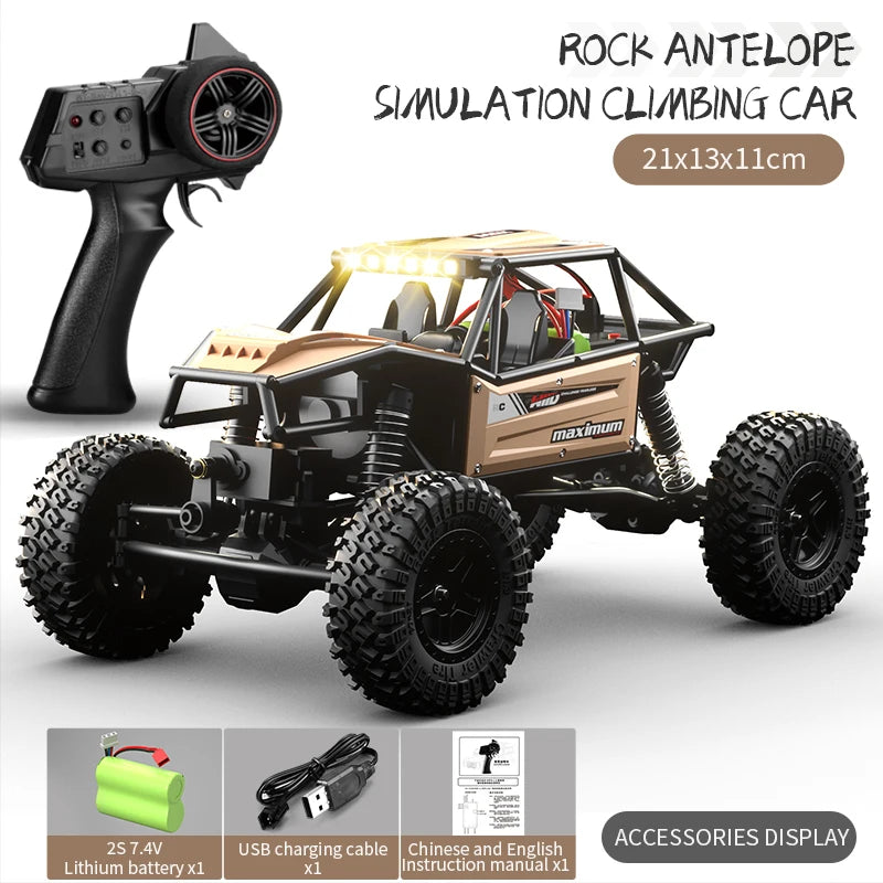 1/18 RC Climbing Car 4WD Off-road Remote Control Vehicle RTR Rock Crawler Big-wheel 4x4 Electric Truck Model Toys for Kids
