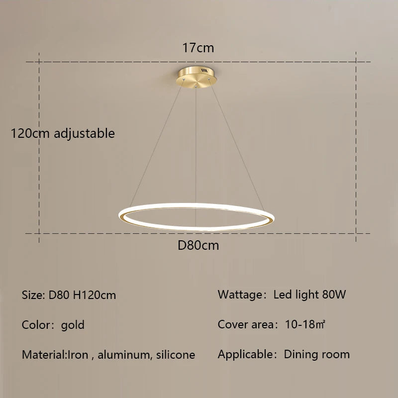 Nordic Simple Round Ring Led Chandeliers Lighting Living Dining Room Lustre Circle Pendant Lights Bedroom Hanging Lamps Fixtures