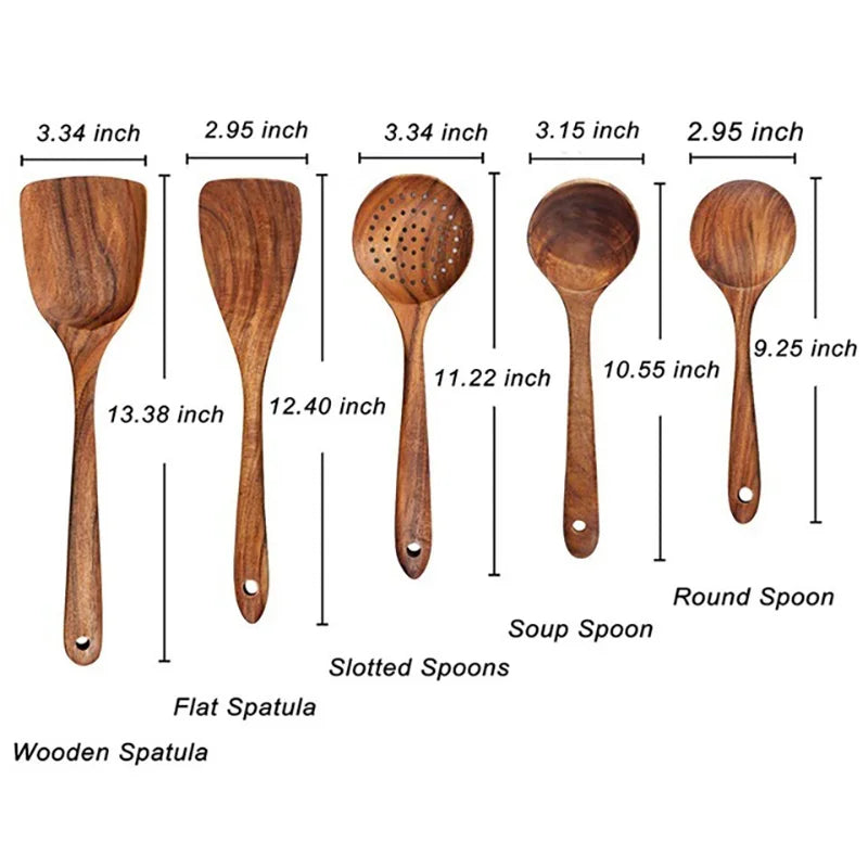 Kitchen Sets Wooden Kitchen Utensils Cooking Wooden Spoons Wooden Spoons Soup Utensils Kitchen Cooking Sets Cooking Gifts1-10PC