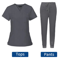 Short Sleeve Scrubs Surgical Nursing Uniforms Nurse Women V-neck Pocket Workwear Dentist Medical Uniforms Men Clinic Scrub Suit