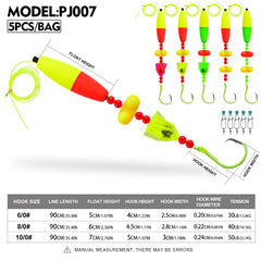 PROBEROS 5pcs Catfish Float Rigs with Rattler 6/0-10/0 Hooks Noise-Attracting Catfishing Equipment for Freshwater Lake Fishing