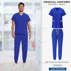 Scrubs Men Women Wholesale Scrubs Uniforms Medical Jogger Set Nurses Accessories Dental Clinic Pet Grooming Scrub Top Pants Sets