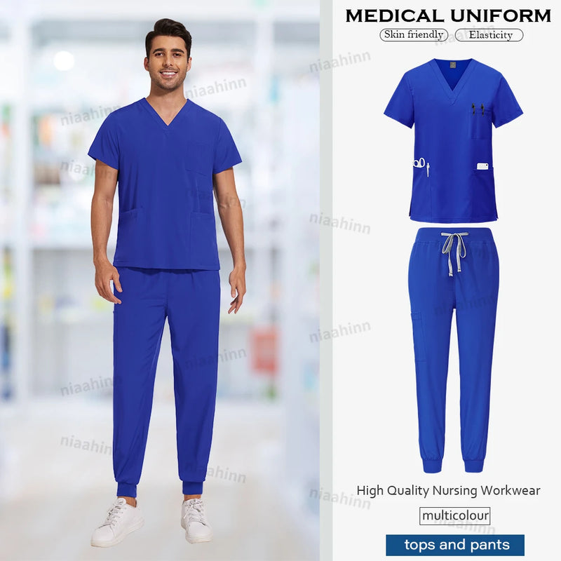 Scrubs Men Women Wholesale Scrubs Uniforms Medical Jogger Set Nurses Accessories Dental Clinic Pet Grooming Scrub Top Pants Sets