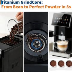 3rd-Gen Espresso Coffee Maker with Milk Frother - Removable Brewer & Grinder, Adjustable Coarseness/Flavor, Detachable Milk Tank