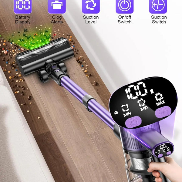 Cordless Vacuum Cleaner, 55Kpa/500W/45min 10 in 1 Powerful Stick Lightweight Vacuum Cleaner for Home Pet Hair/Hard Floor/Carpet