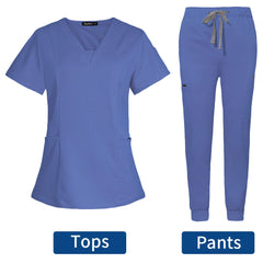 Short Sleeve Scrubs Surgical Nursing Uniforms Nurse Women V-neck Pocket Workwear Dentist Medical Uniforms Men Clinic Scrub Suit