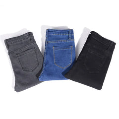 Jeans for Women Mom Jeans Blue Gray Black Woman High Elastic Stretch Jeans Female Washed Denim Skinny Pencil Pants