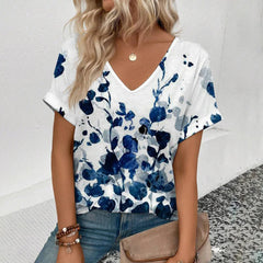 Women's T-Shirt Summer V-Neck T Shirt For Women Daily Fashion Short Sleeve Casual T-Shirt 3d Print Female Clothes