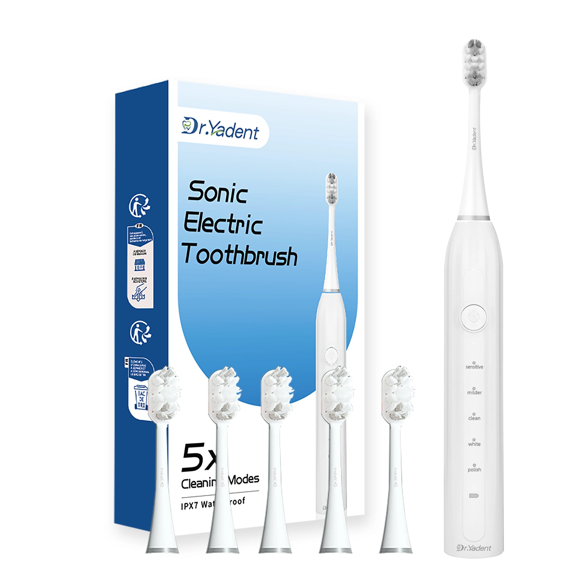 Dr.Yadent Electric Toothbrush Oral Toothbrush for Sensitive Gum 5 Modes IPX7 45Days Battery Life TypeC Charging Valentine's Gift